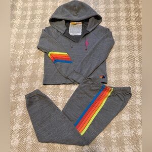 Aviator Nation Bolt Chevron Split
Neck Hoodie and Sweatpants Set Gray-Rare Find!